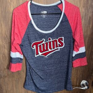 New Era Red and Gray Long Sleeve Tee